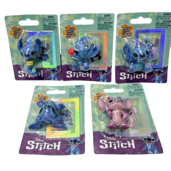 Lilo & Stitch Mini Micro Figures 5pc Set Toy Cake Toppers Bonus Card In Each NEW - Picture 5 of 8
